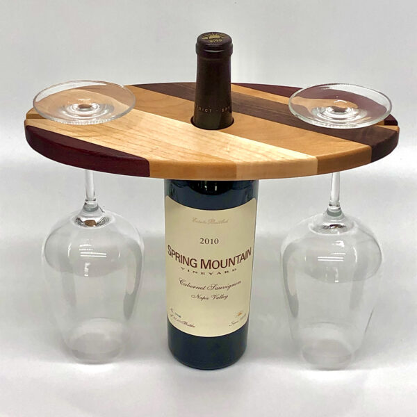 Two Glass Wine Bottle Oval Caddy